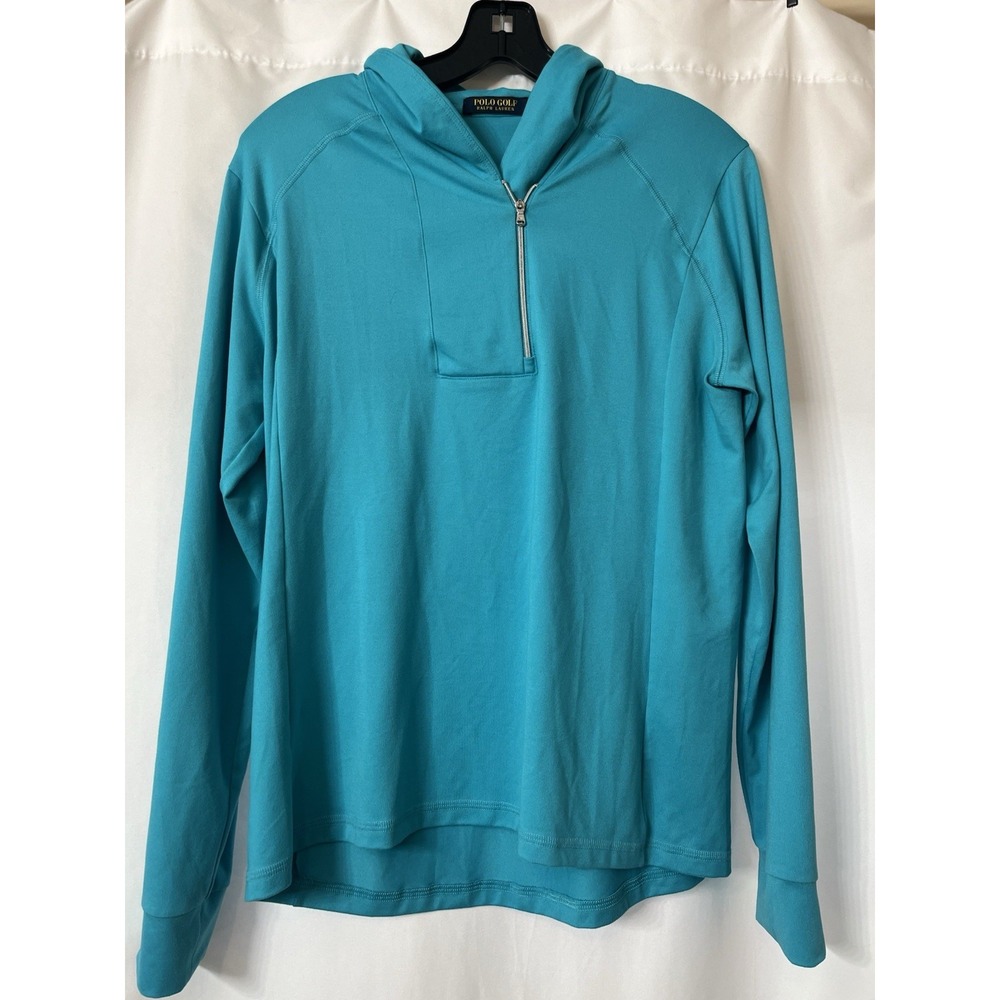 RLX Ralph Lauren Golf Womens Large Aqua 1/4 Zip Shirt‎ Stretch Long Sleeve  H56
